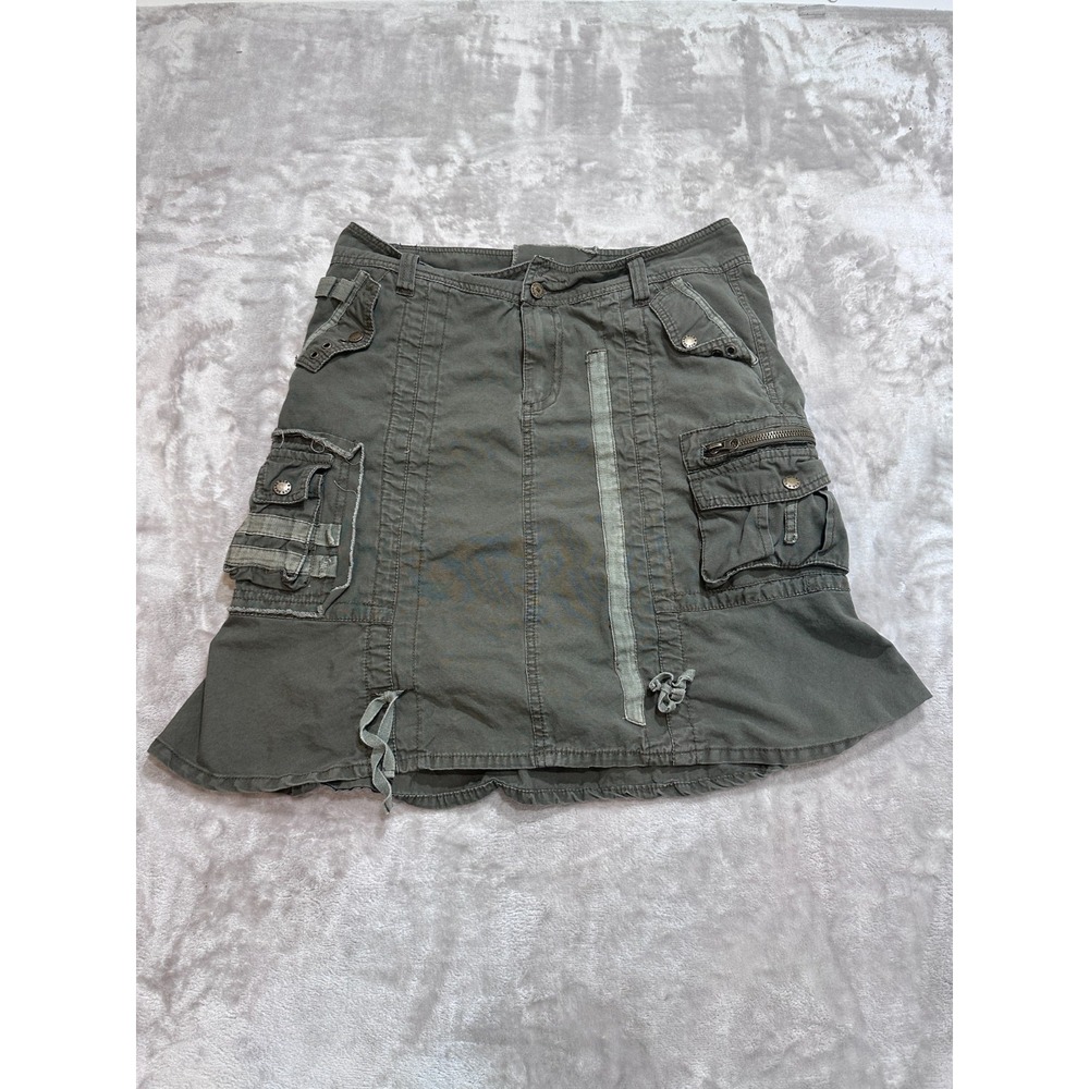 Mur Mur Skirt Womens Size Medium Olive Green Cargo Utility Multi Pocket Mini Y2K